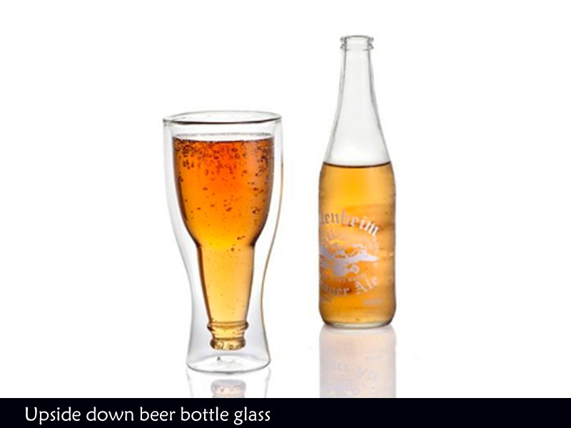 NEW FUN DOUBLE WALL UPSIDE DOWN BEER BOTTLE GLASS NOVELTY eBay