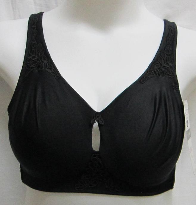 3 NWT Fashion Bug Bras 8304 Soft Cup Wirefree Lace Design Black