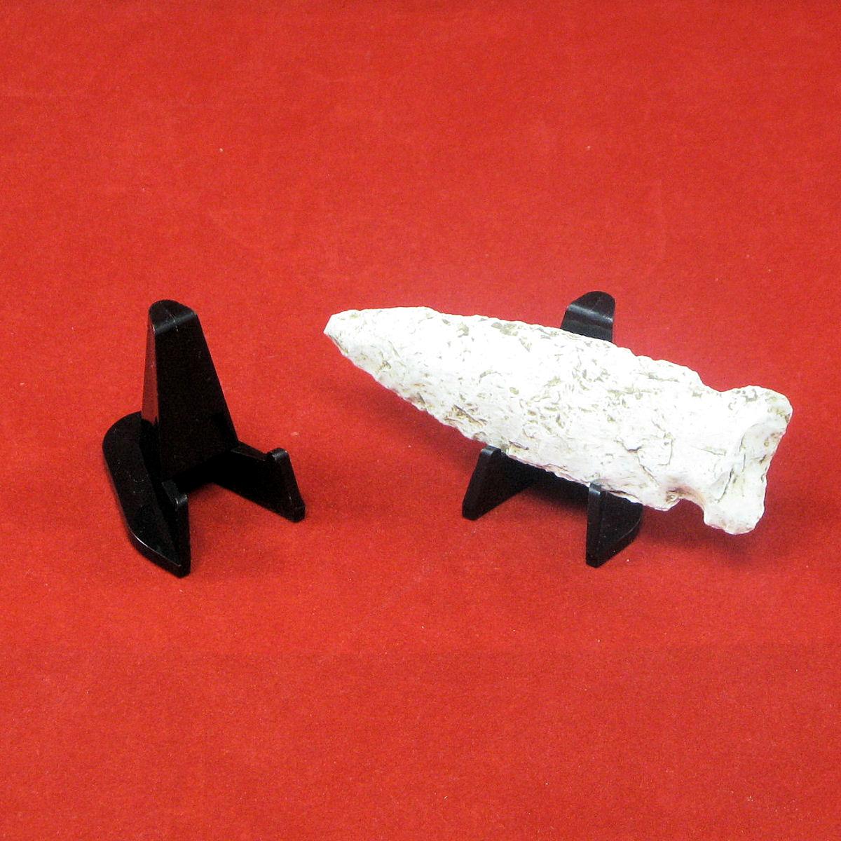Small Plastic Easel Display Stands for Arrowheads, Indian Artifacts