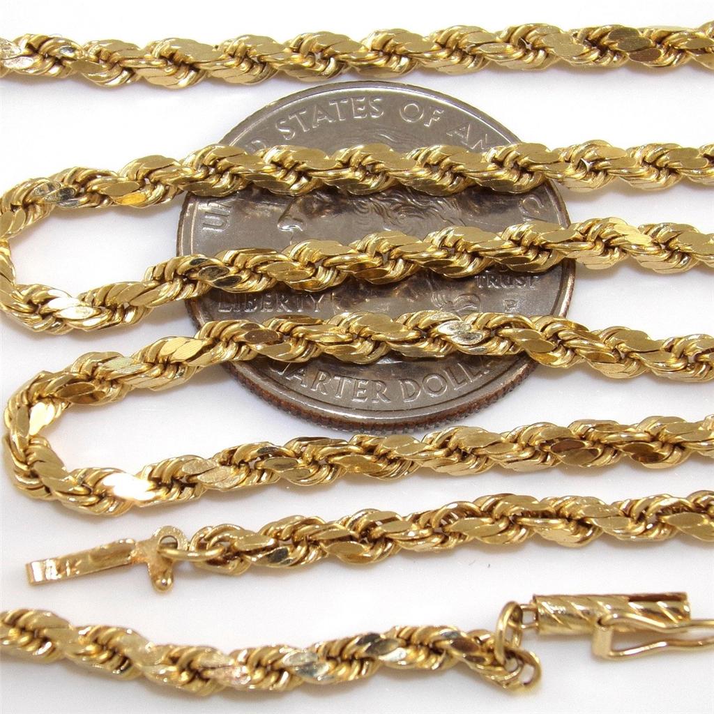 REAL Solid 14K Yellow Gold Rope Chain Necklace **YOU PICK ...