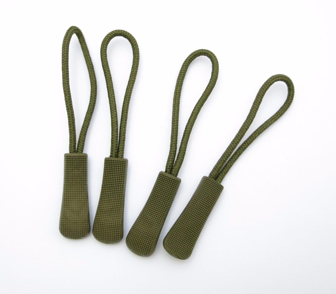 4x ARMY GREEN zipper pulls for backpacks Zip puller Fastener slider