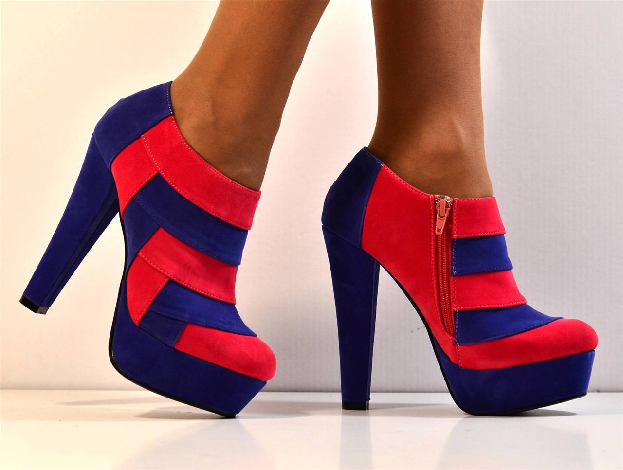 red suede block heel shoes