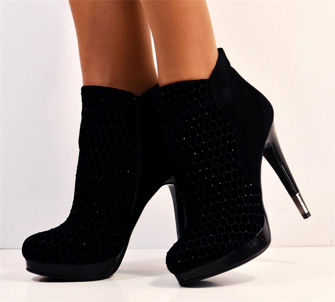 black suede high heel booties
