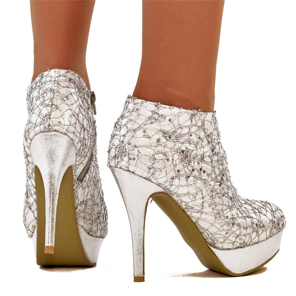 sparkly silver ankle boots