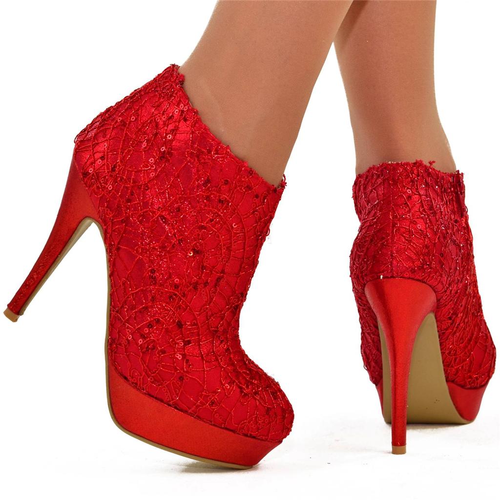 red platform heels boots