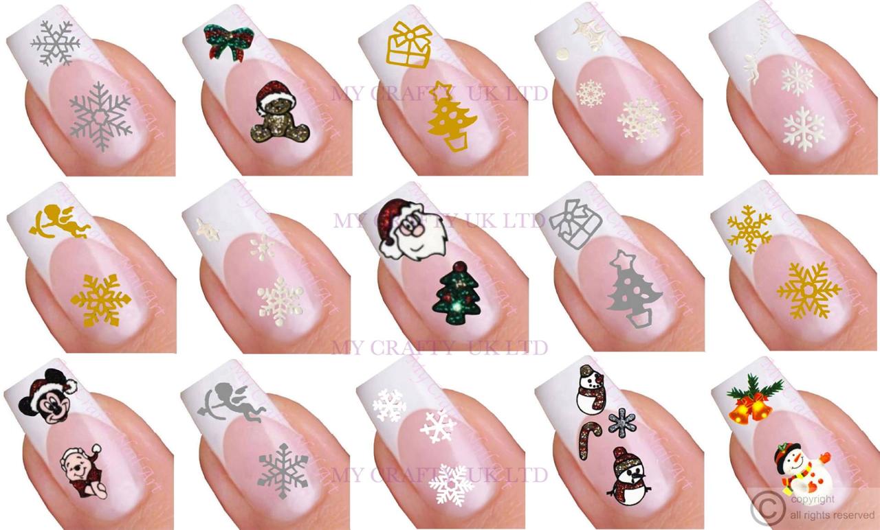 Christmas-Adhesive-Nail-Art-Stickers-Xmas-Snow-Santa-Snowman-Snowflake