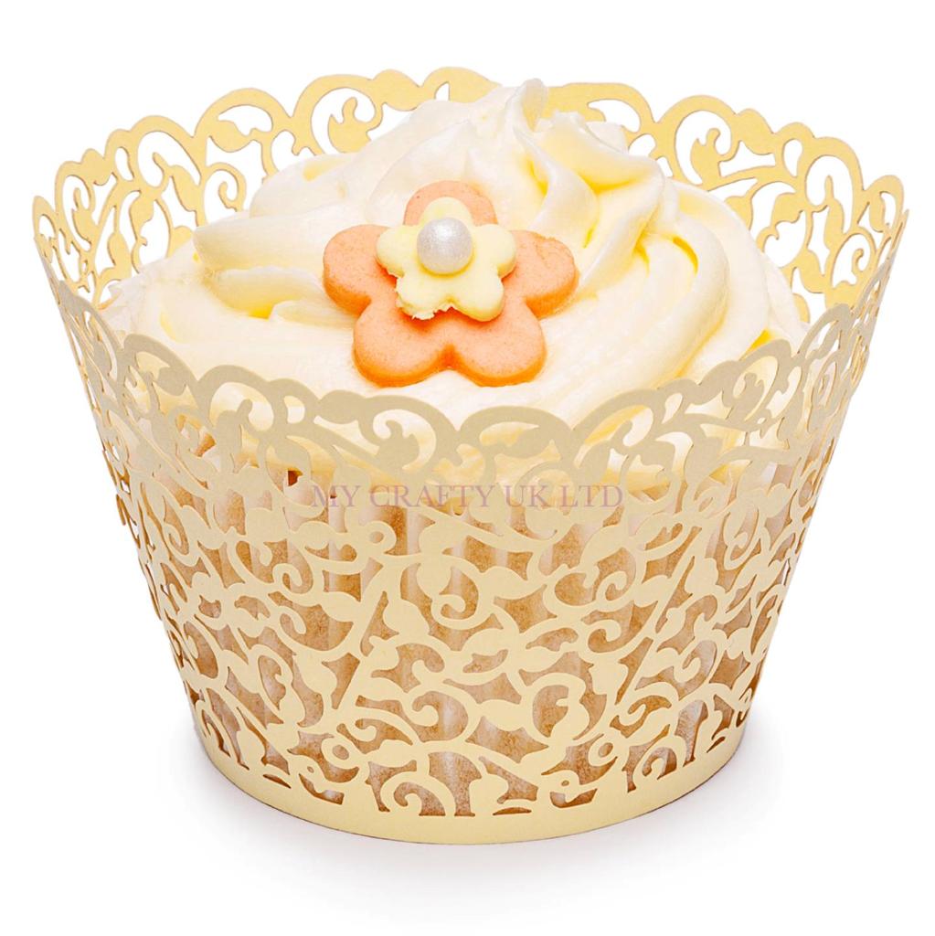 Mini & Full Sized Filigree Vine Cupcake Wrappers Wraps Cases Wedding
