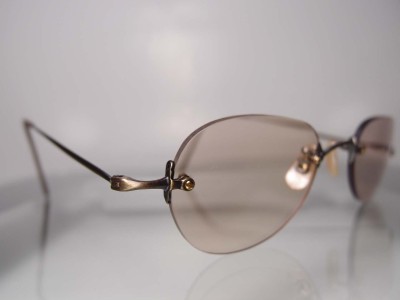 Vintage Oliver Peoples OP 593 Antique Gold Rimless ...