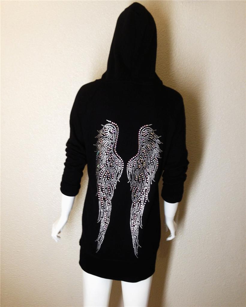 angel wing hoodies with rhinestones