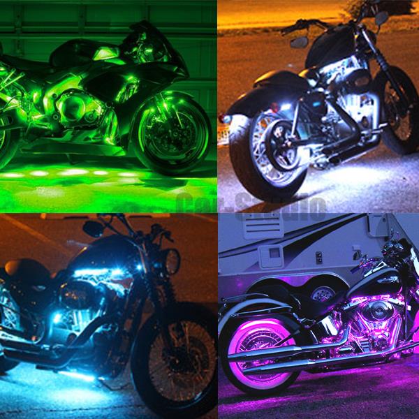10x Expandable 7Color RGB LED Motorcycle Ground Effect Light Kit Remote