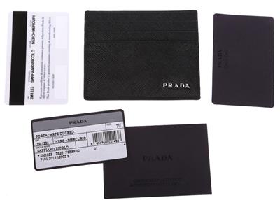 New Prada Black Mercury Gray Bicolor Saffiano Leather Card Case ...  