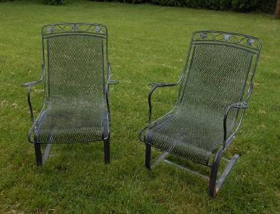 FAB! Pair Vintage WOODARD High Quality WROUGHT IRON Patio ...