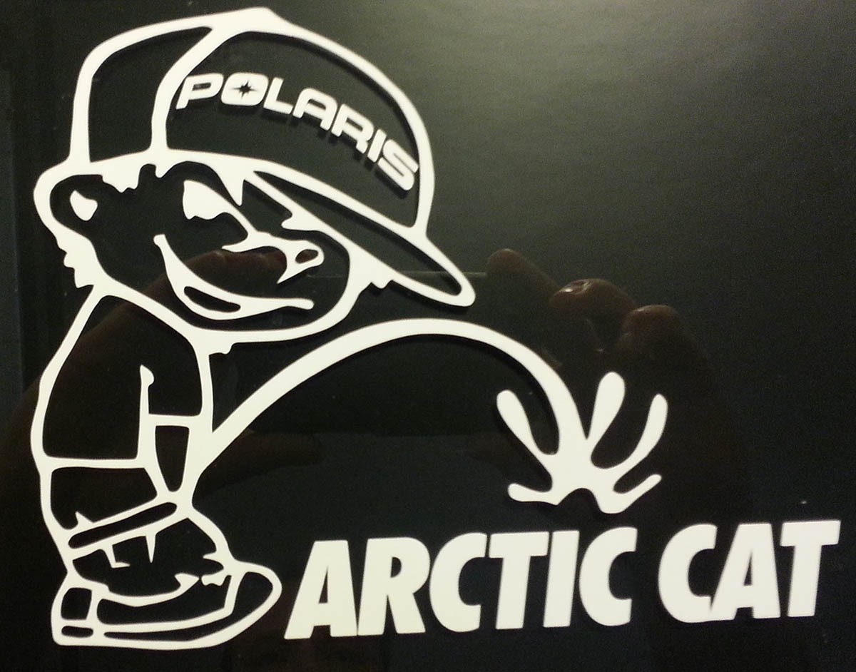 Pissing on arctic cat sticker