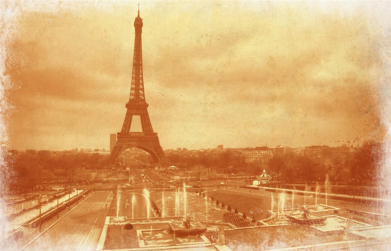 Vintage Eiffel Tower Glossy Poster Picture Photo Old Classic Paris