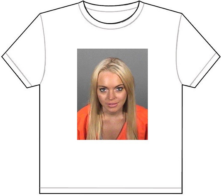 Lindsay Lohan Mug Shot T Shirt Tee Picture Photo MUGSHOT Mean Girls