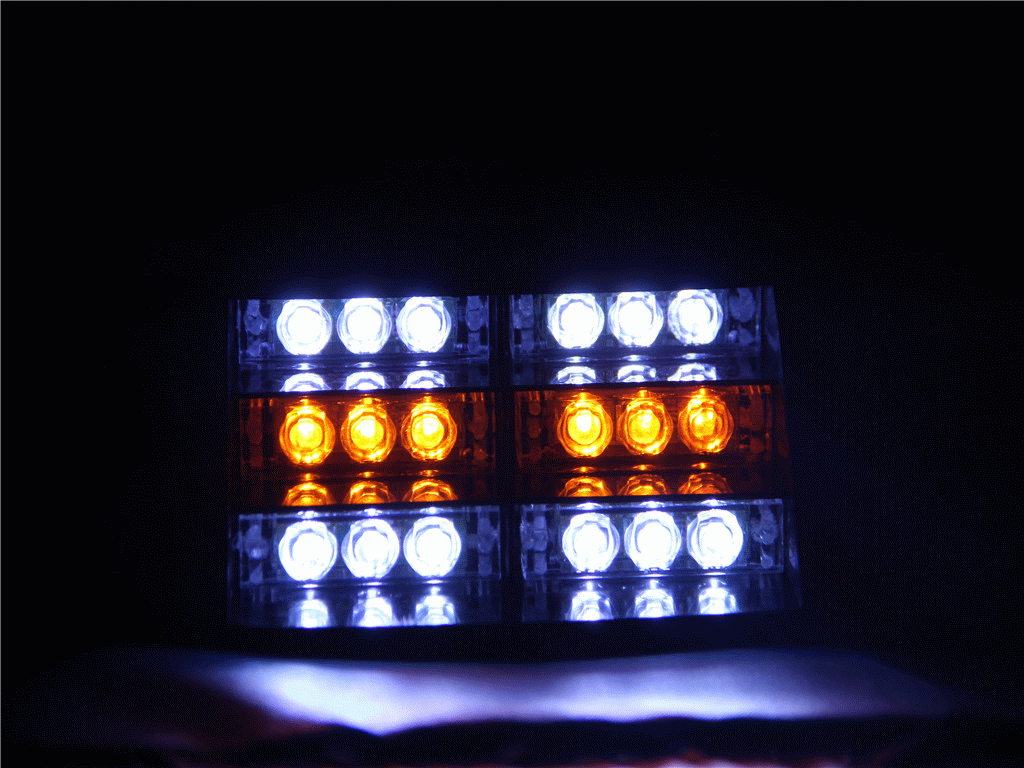 White&Amber 3x6 18LED Strobe Police Emergency Flashing Warning Light