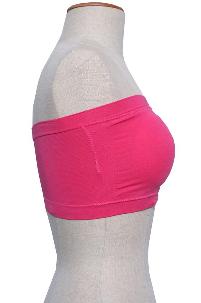 Women Strapless Basic Layering Stretch Sports Bandeau Bra Top with Pad