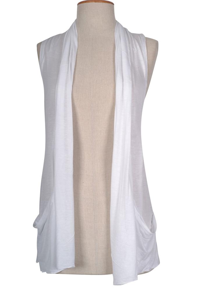 Shop Trendy Solid Colors Plain Summer Shawl Collar Sleeveless Open