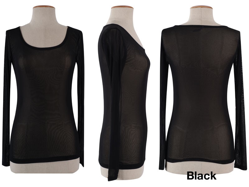 long sleeve sheer mesh top