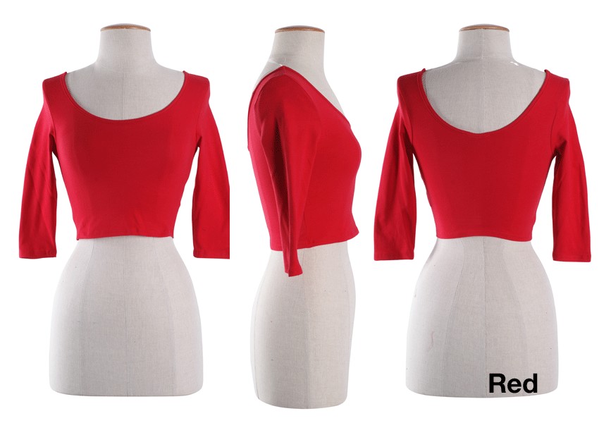 scoop neck solid crop tee
