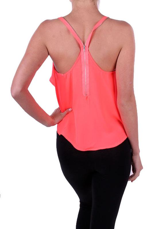 Sexy Solid Zipper Back Detailed Sleeveless Cropped Ruffled Tank Top Sh