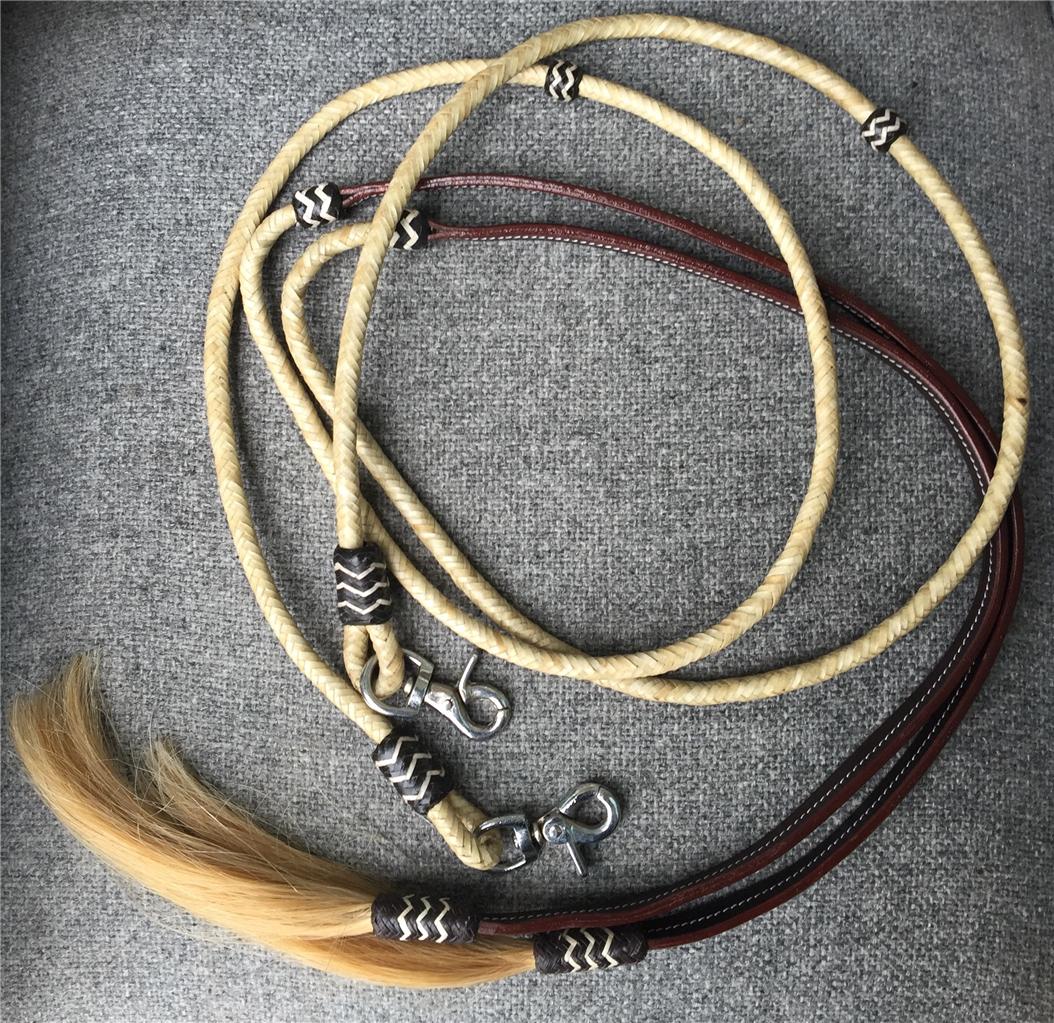RAWHIDE BRAIDED SPLIT REINS WITH HORSE HAIR. NEW!!! eBay
