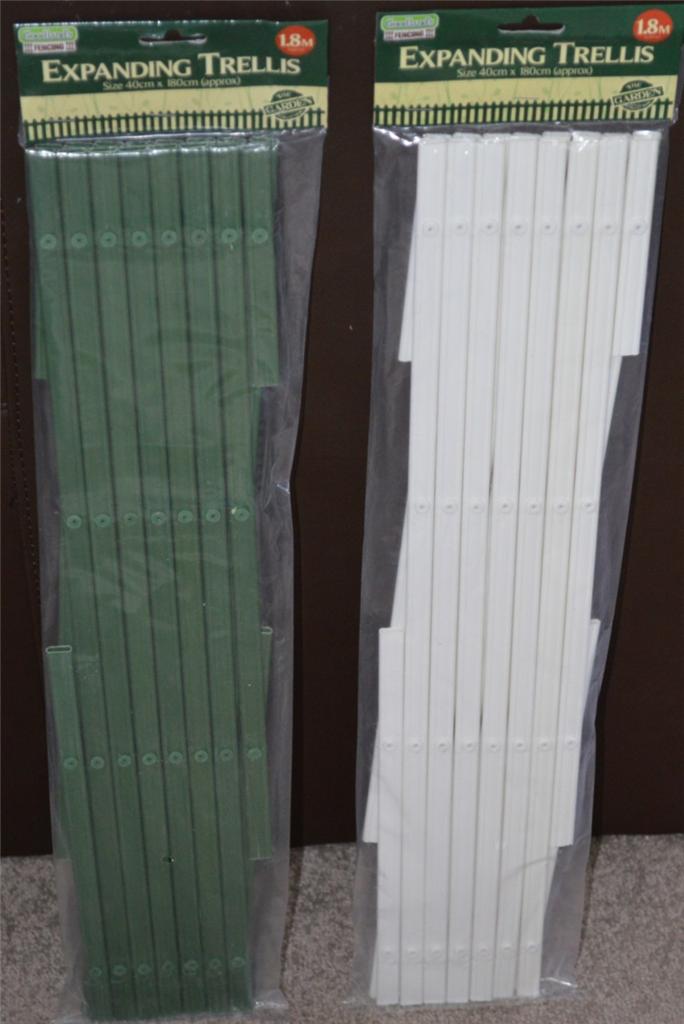 White Green Plastic Expanding Garden Trellis 1.8m x 0.4m Fence Panal