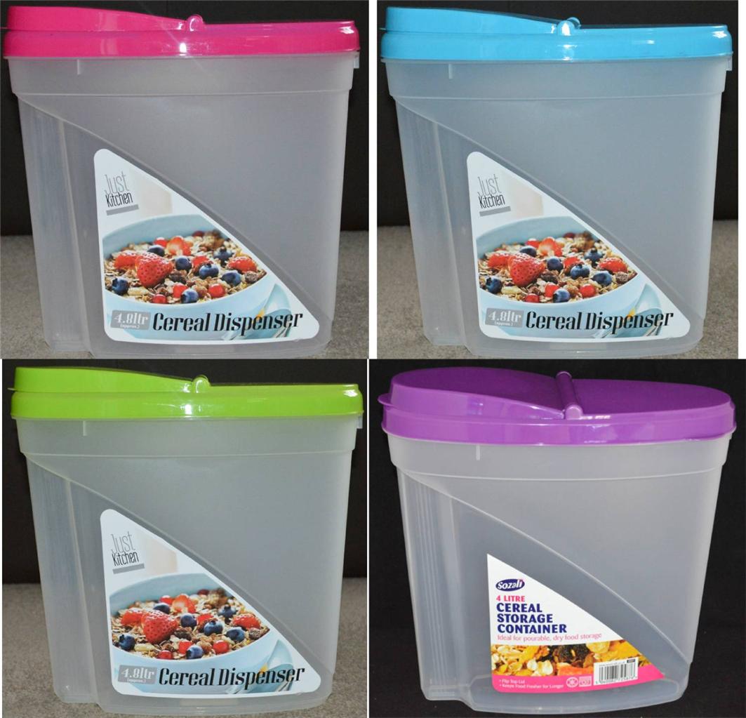 2 x 4 Litre Plastic Dry Food Cereal Dispenser Tupperware Container eBay