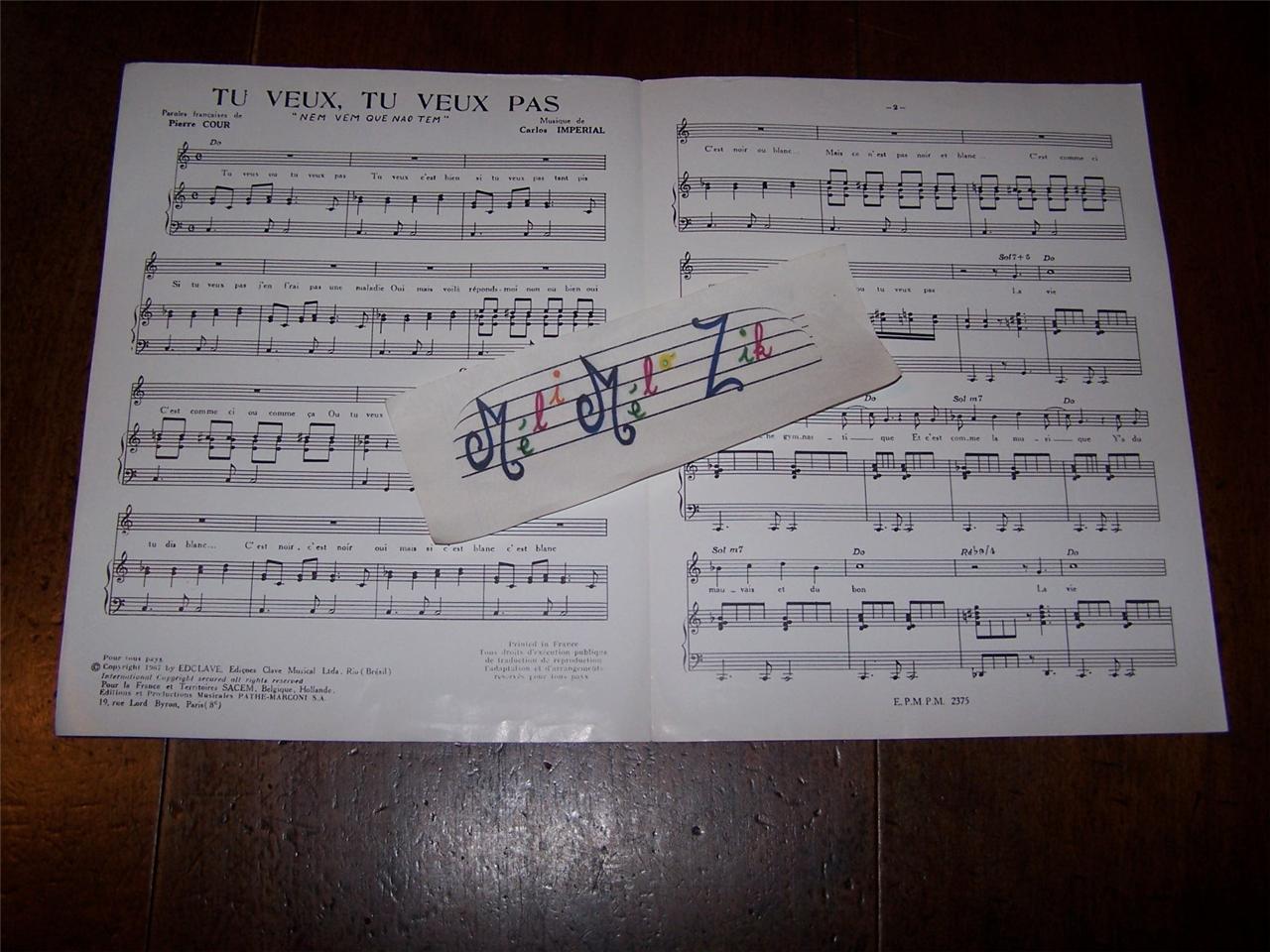 Selon la légende, cette chanson aurait été adaptée. Partition Collection ZANINI Tu veux tu veux pas | eBay