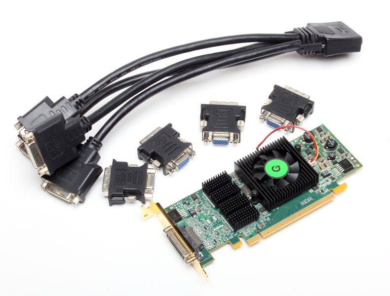 Matrox Quad Display 128MB PCIe x16 Low Profile Video Card w/cable QID