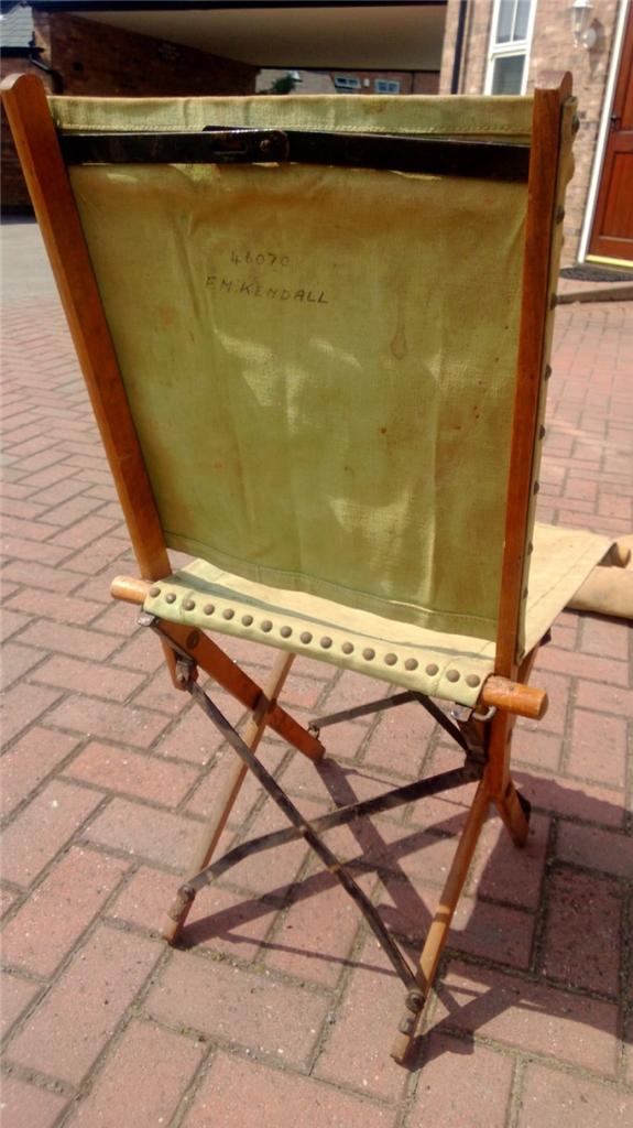 WW2 Dated British Army Officers Canvas Folding Campaign Chair or Seat