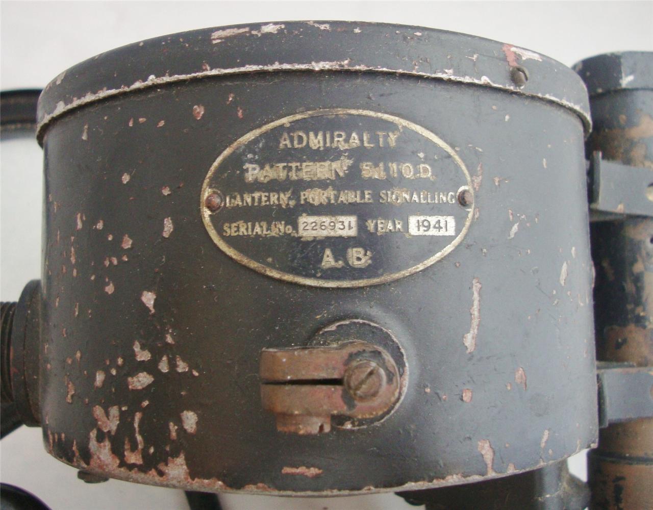 ww2 british royal navy hand held signal lamp dated 1941