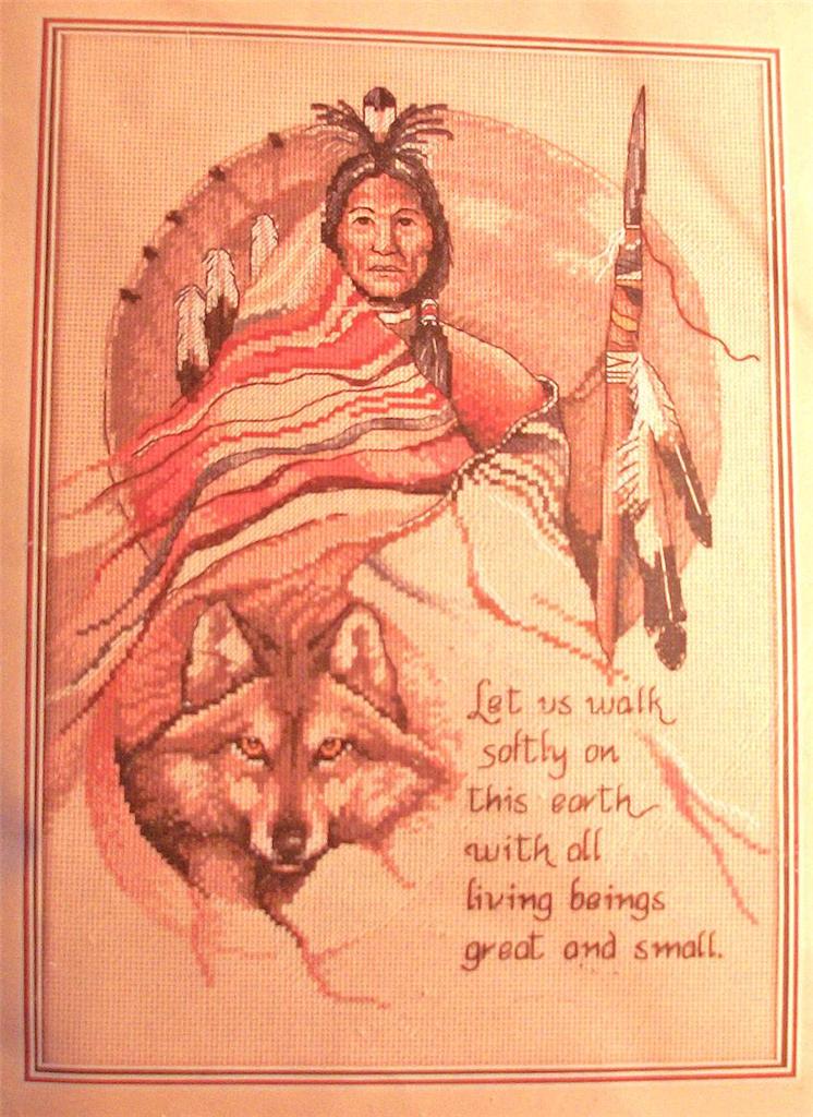 NATIVE AMERICAN INDIAN and WOLF Sampler Cross Stitch Kit eBay