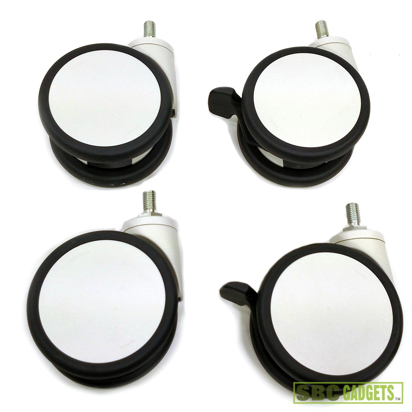 Set of Four Steinco 4" Grey Twin Wheel Casters 250lbs W/Brakes FAST SHIPPING eBay