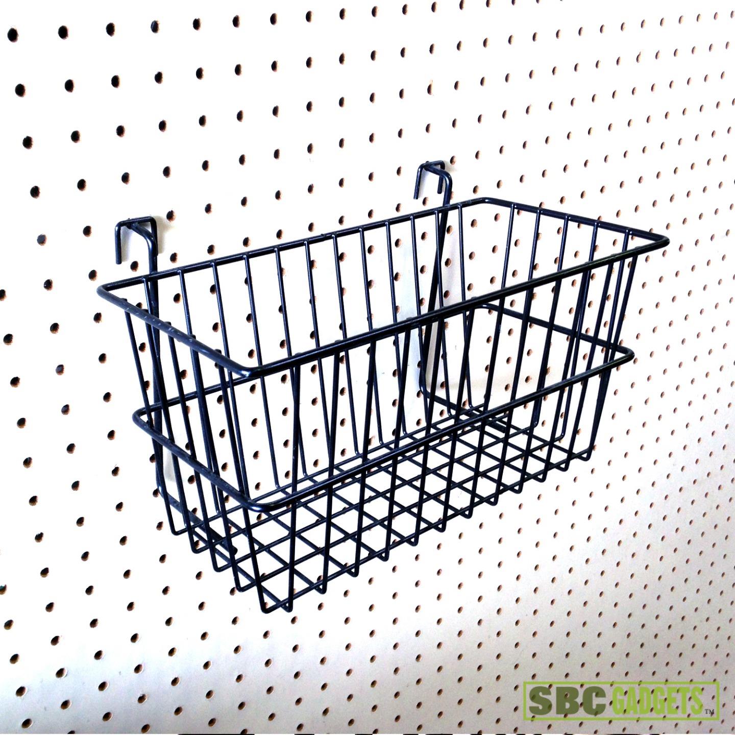 11.5" Wire Mesh Basket Bin w/ Peg Hooks Hold Hang Small Items eBay