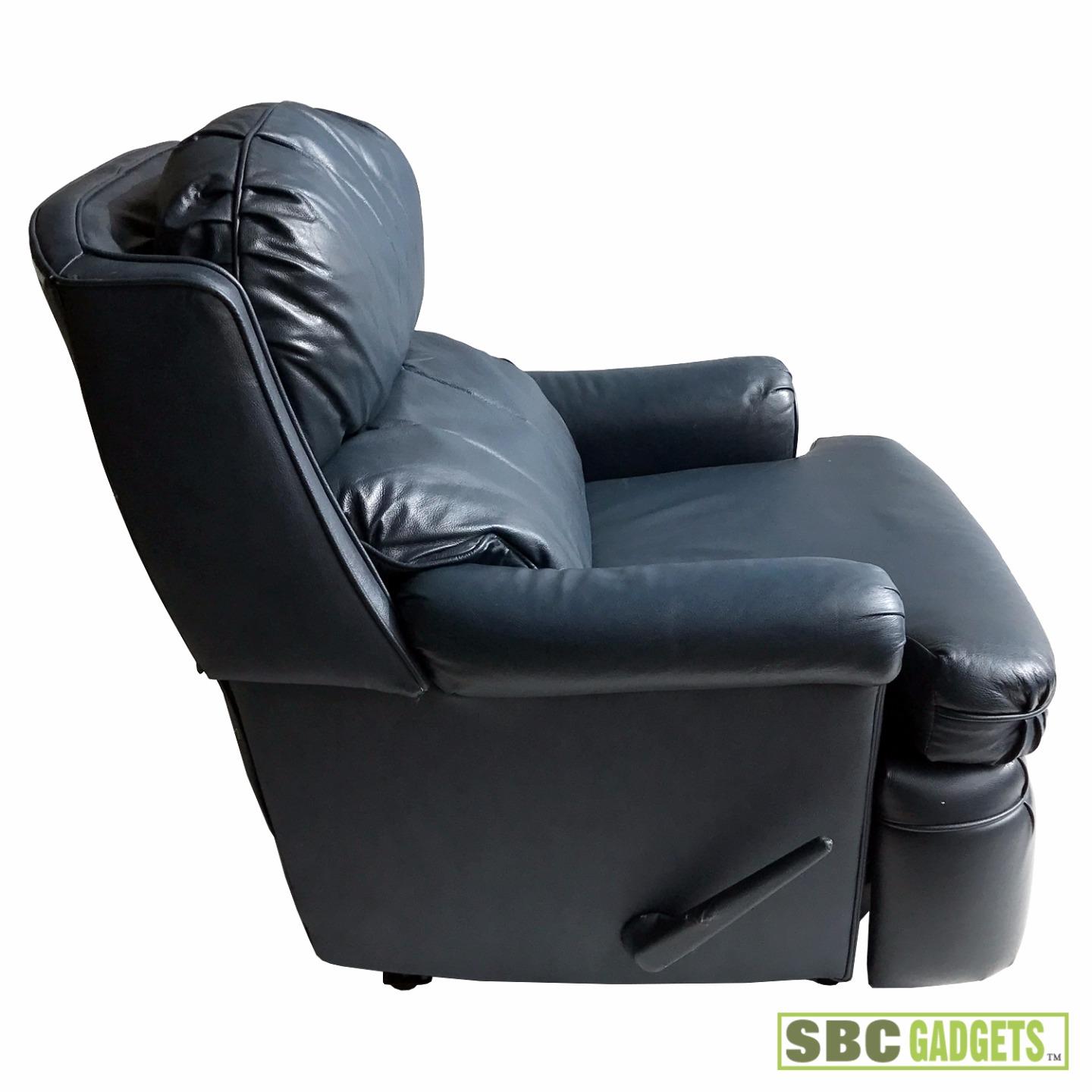 Barcalounger Genuine Leather Recliner Blue eBay