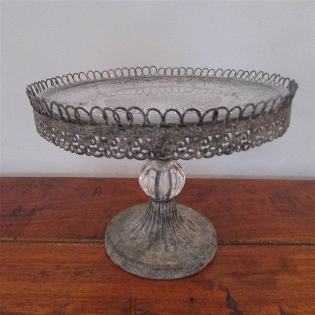 FILIGREE CUP CAKE STAND SINGLE 2/3 TIER DECORATIVE GLASS PLATE JAR