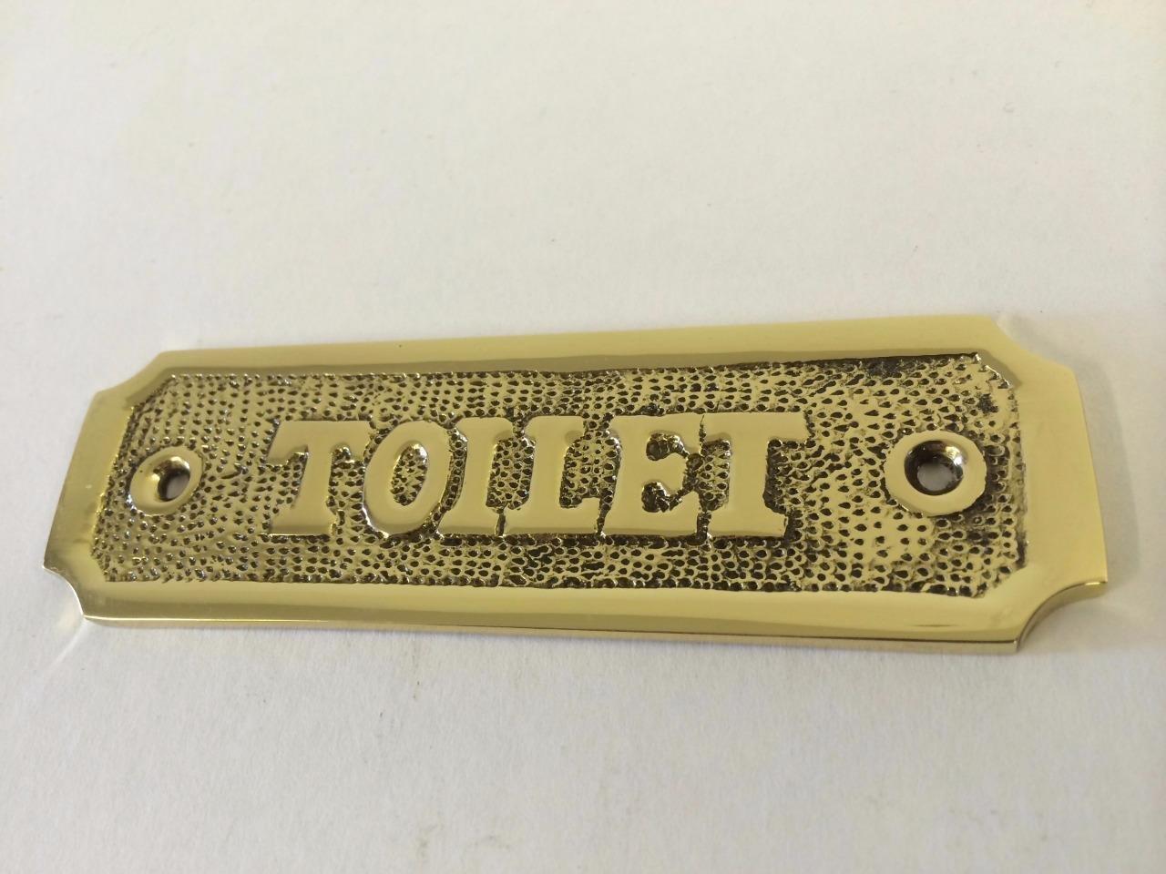 TOILET BATHROOM DOOR SIGN PLAQUE WITH SCREWS SOLID POLISHED BRASS