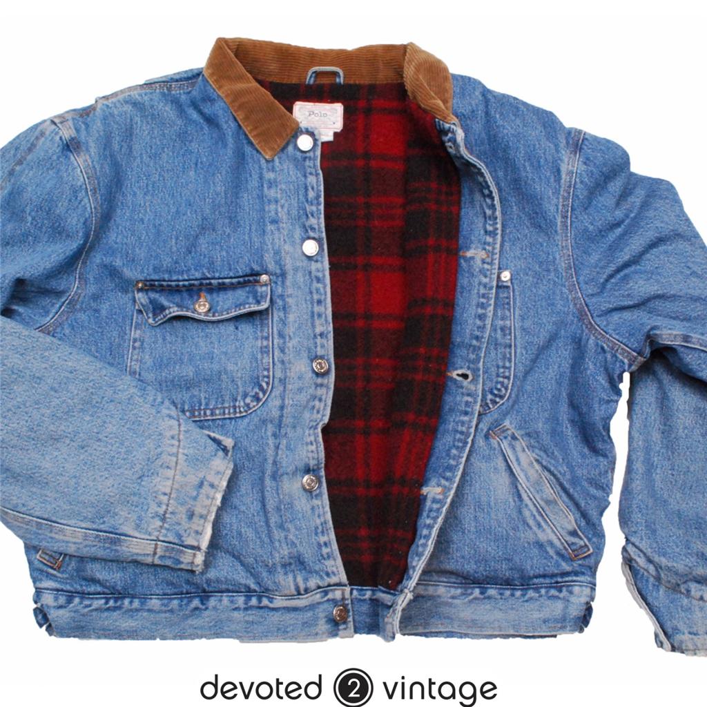 Vintage Polo Ralph Lauren blanket lined denim jean jacket XLarge XL