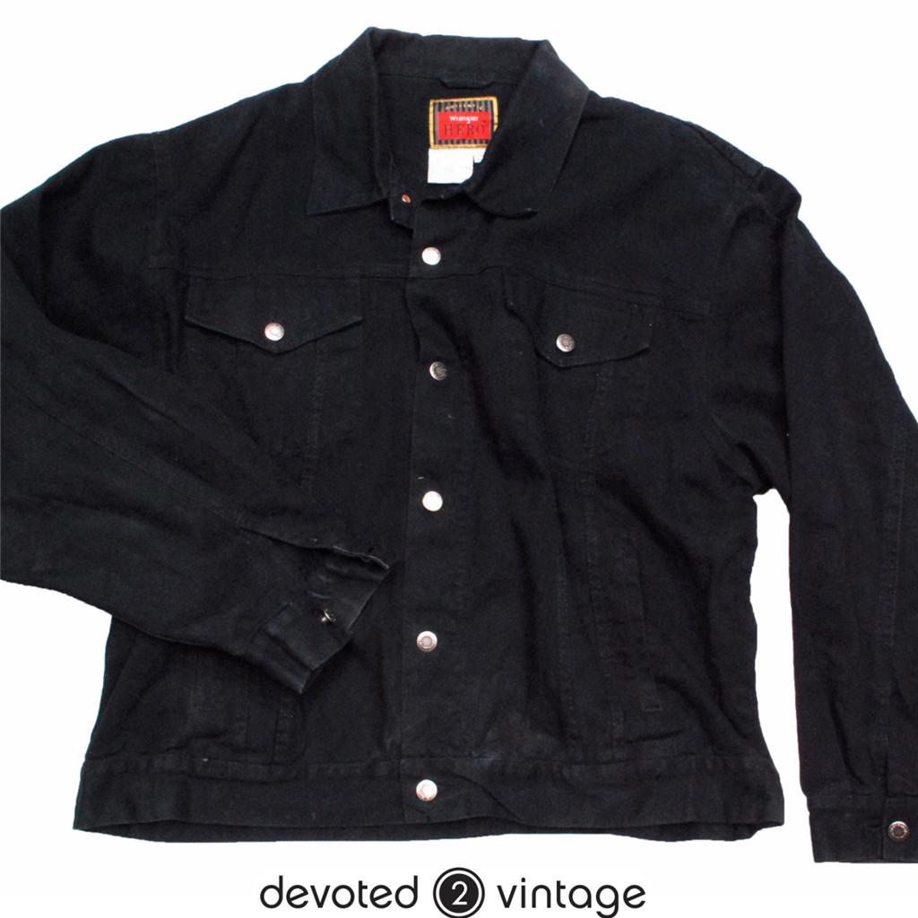 Vintage Black Wrangler Hero denim jean jacket XLarge XL eBay