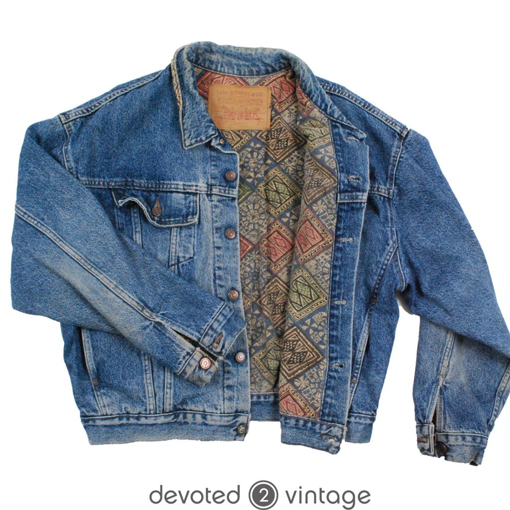 Vintage Slouchy blanket lined Levis 0617 denim jean jacket Large L eBay