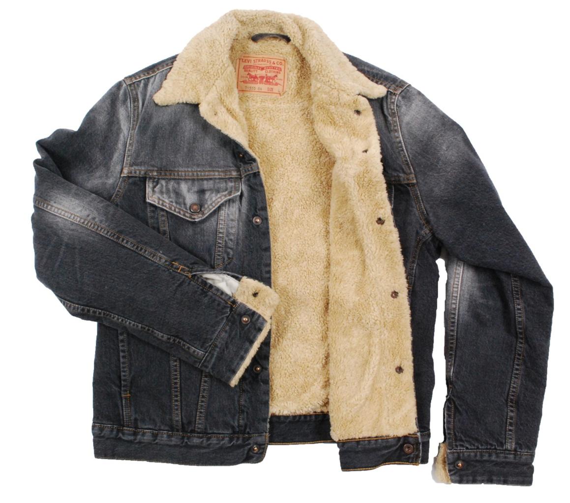Vintage fur lined slim Levis shearling sherpa denim jean jacket Small