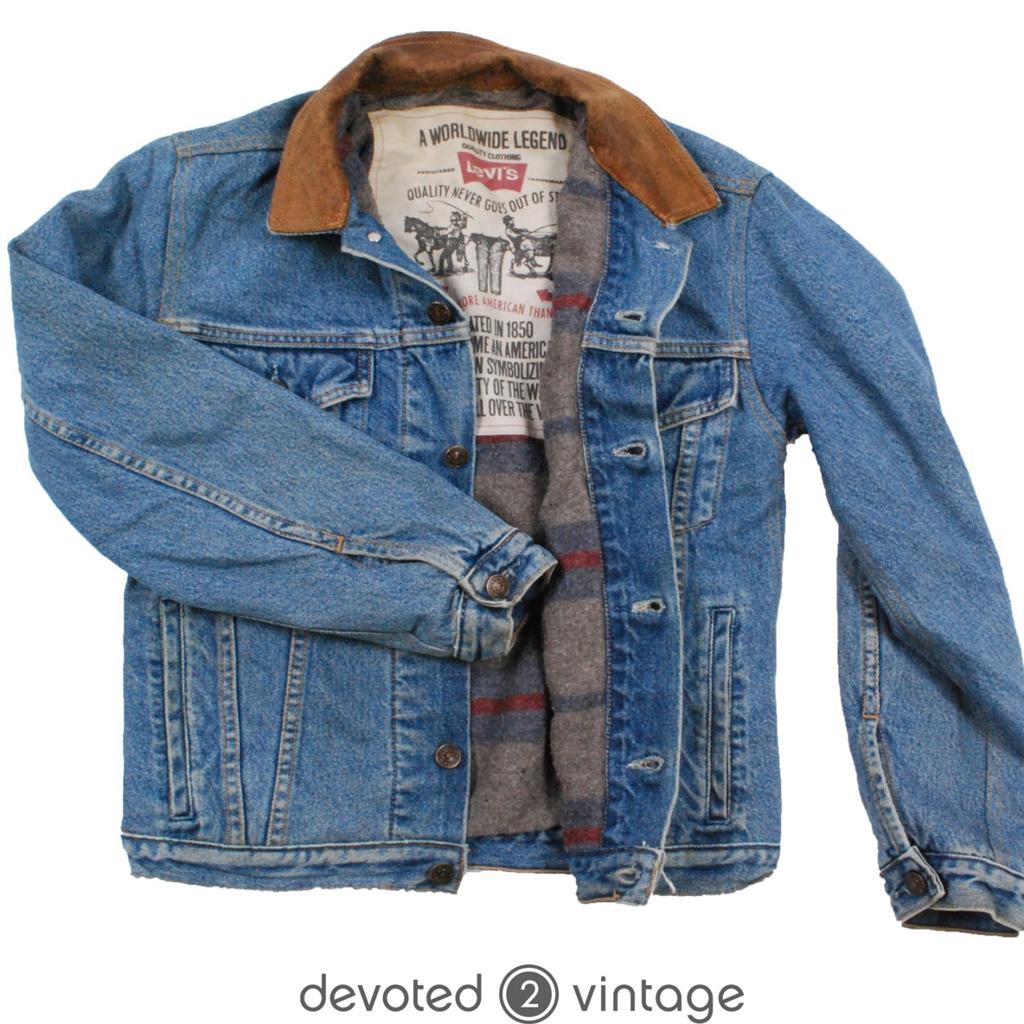 Vintage blanket lined Levis denim jean jacket XSmall XS eBay