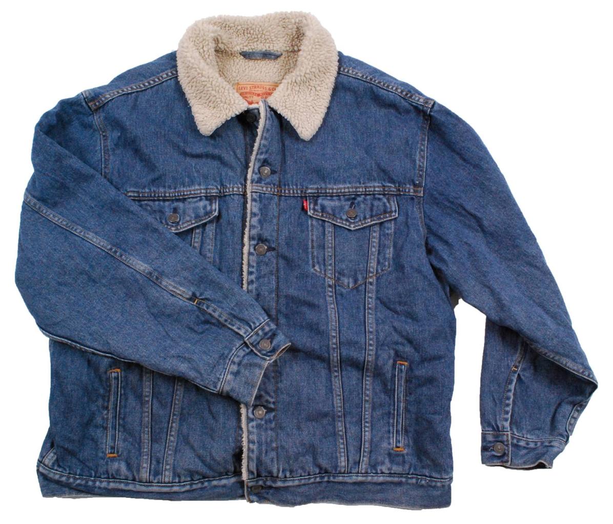 levis black denim jacket with fur