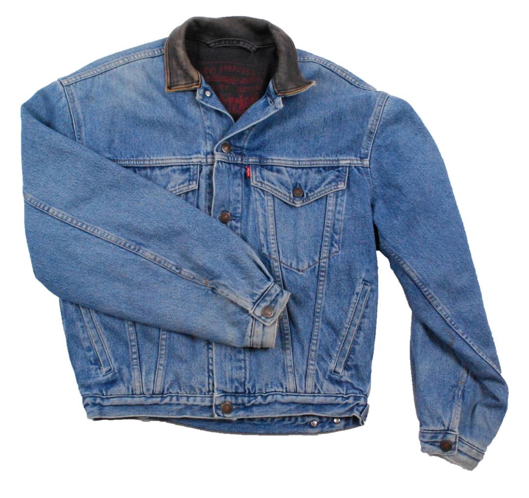 Vintage Blanket Lined Levi Leather Collar Denim Trucker Jean Jacket M