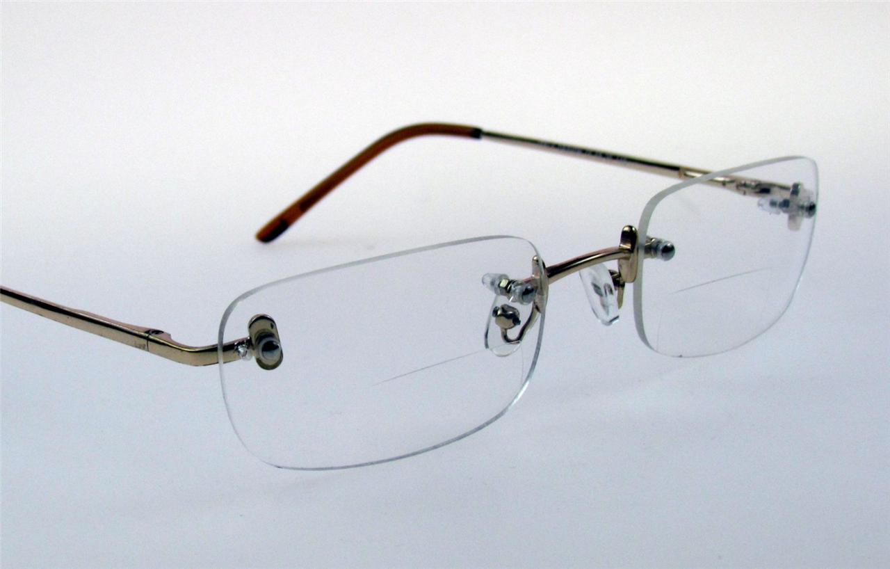 Rimless BIFOCAL Reading Glasses SPRING HINGES 125,175,200,225