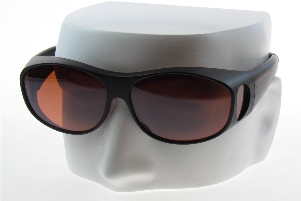 Cover Up Sunglasses fit over RX glasses "Copper HD Medium DAY" Driving