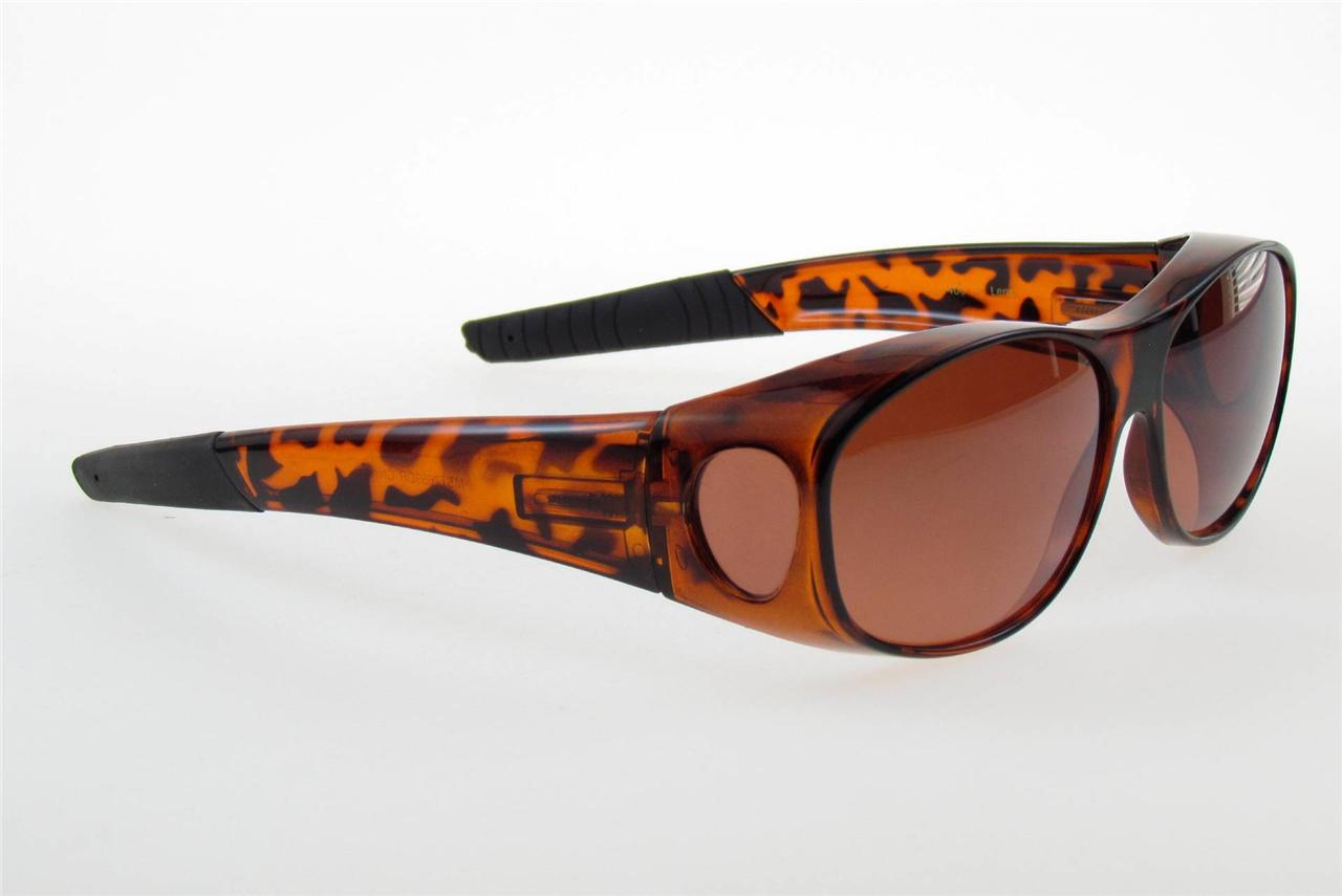 Cover Up Sunglasses fit over RX glasses "Copper HD Medium DAY" Driving