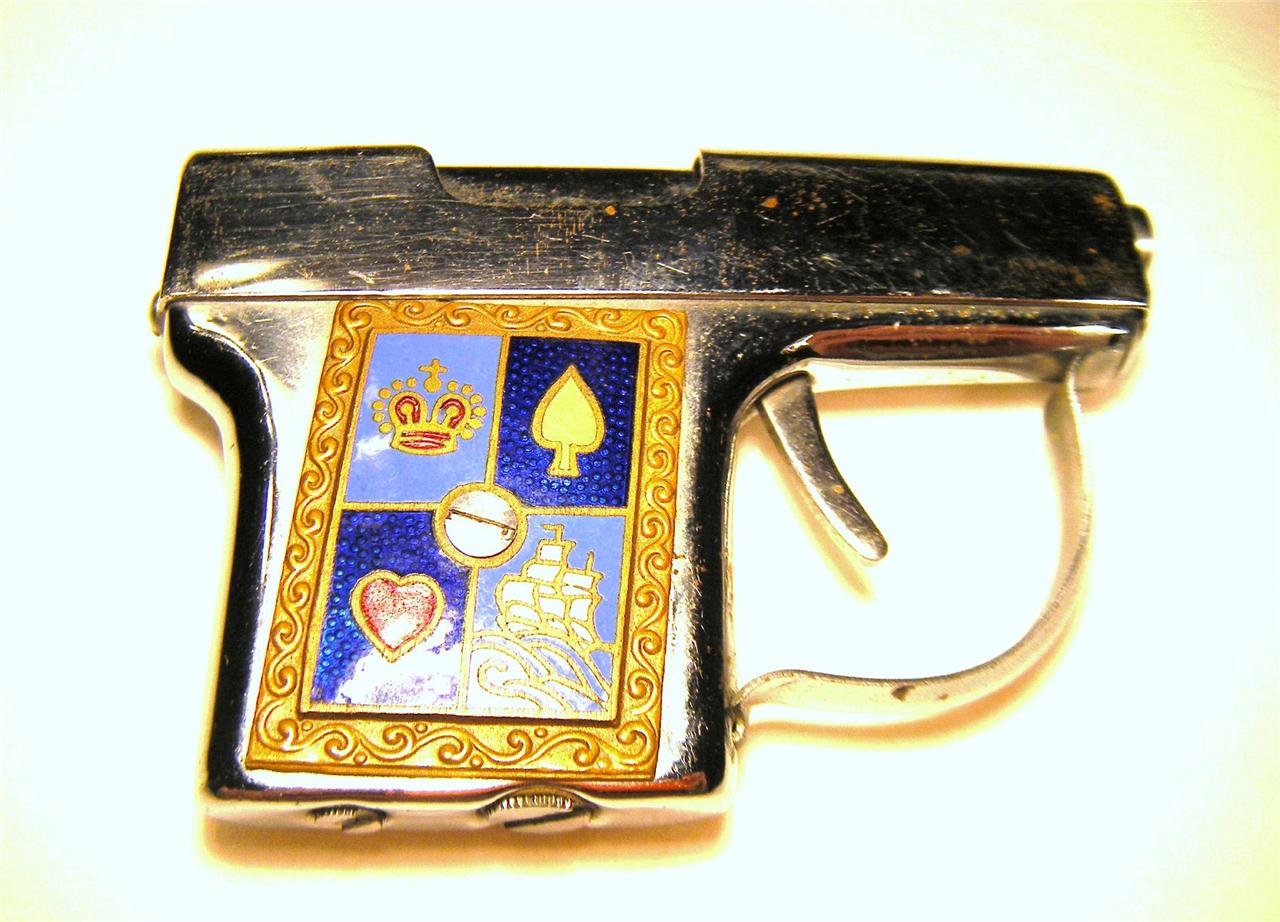 VINTAGE ORIGINAL FLY PISTOL CORONA LIGHTER W/ENAMEL SIDE GRIPS eBay