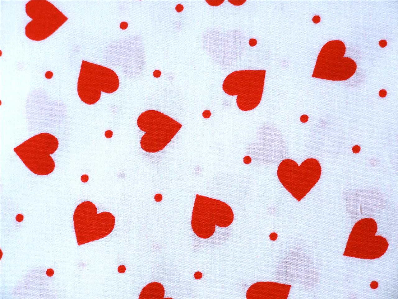 FQ /Meter 100 cotton RED WHITE PINK love HEARTS retro quilting bunting